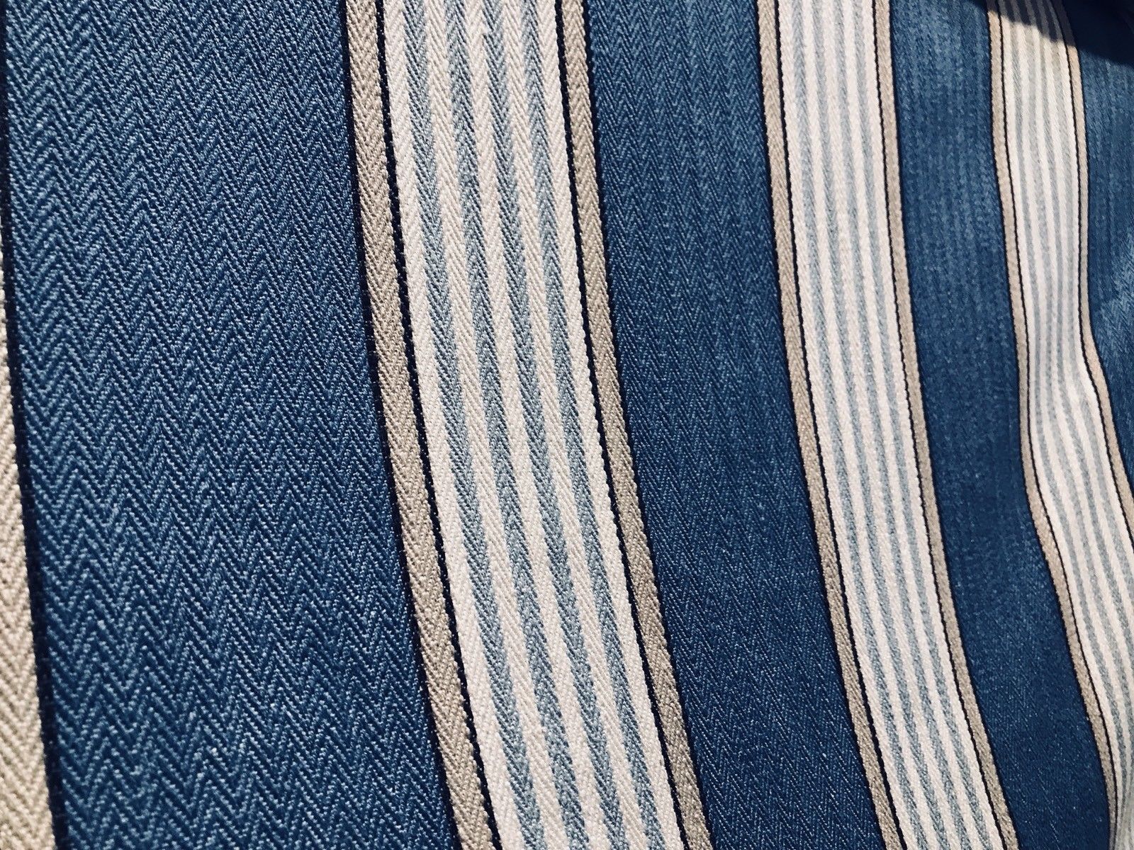 NEW Cotton French Stripes Upholstery Fabric Heavyweight Blue www