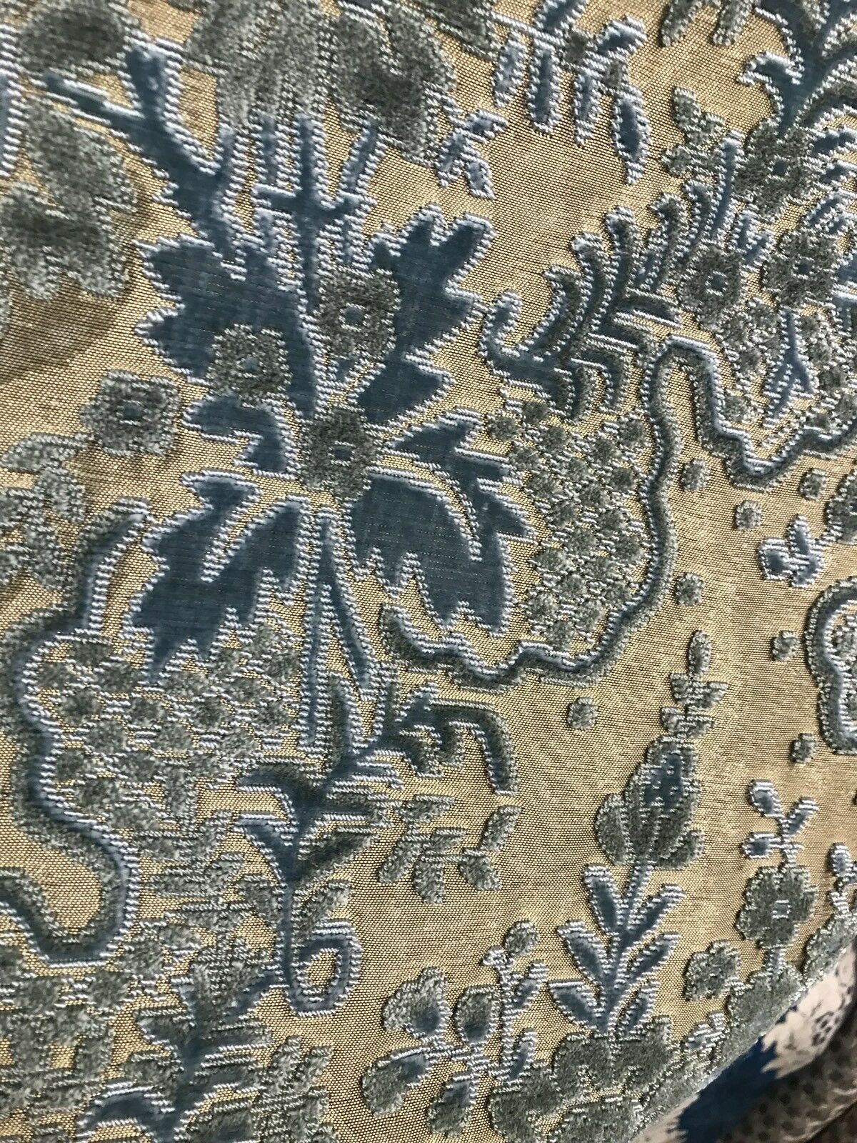 Italian Burnout Chenille Velvet Fabric Teal Gold- Upholstery | www ...