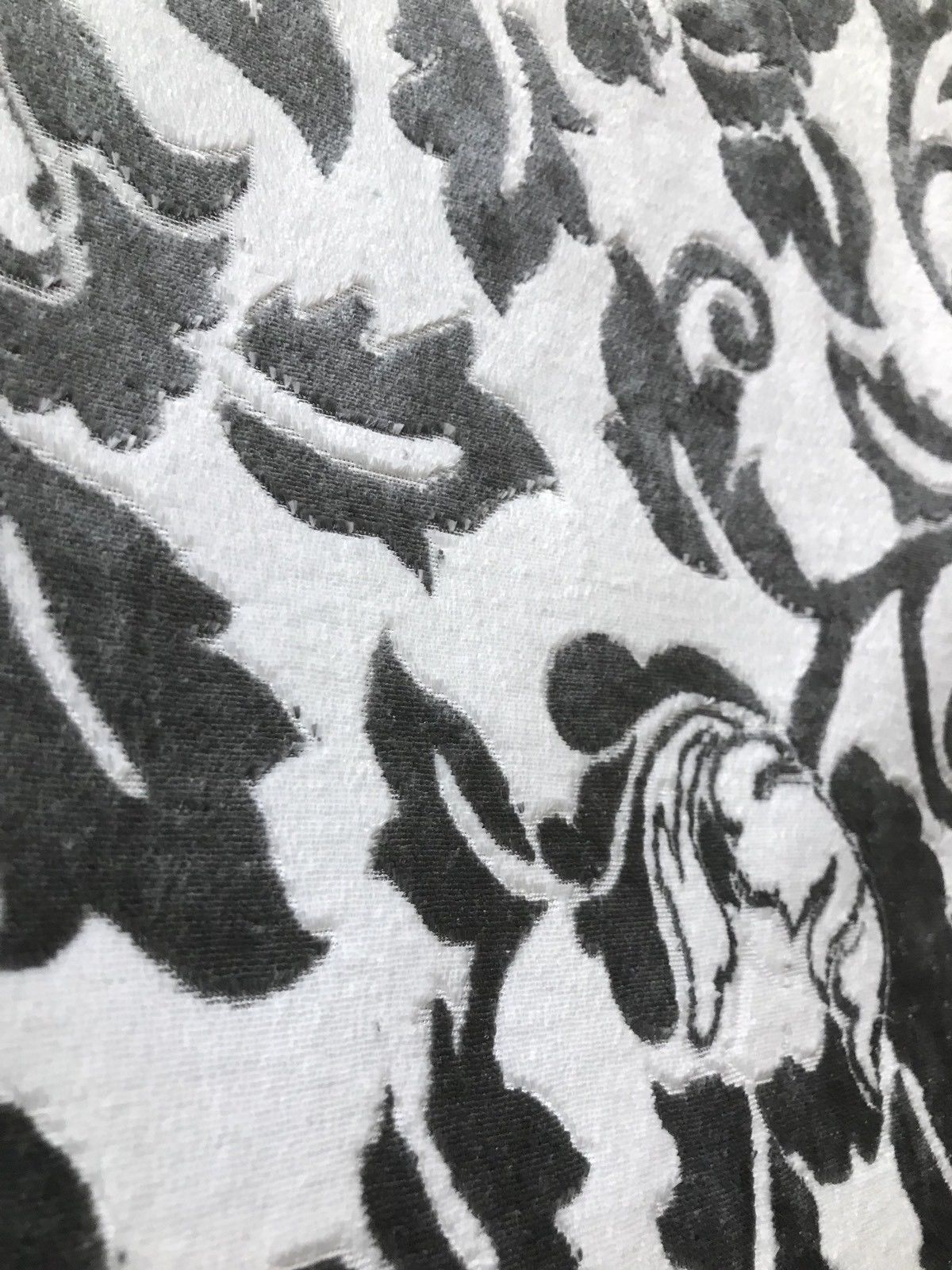 SWATCH Burnout Velvet Upholstery Fabric Floral Charcoal & White ...