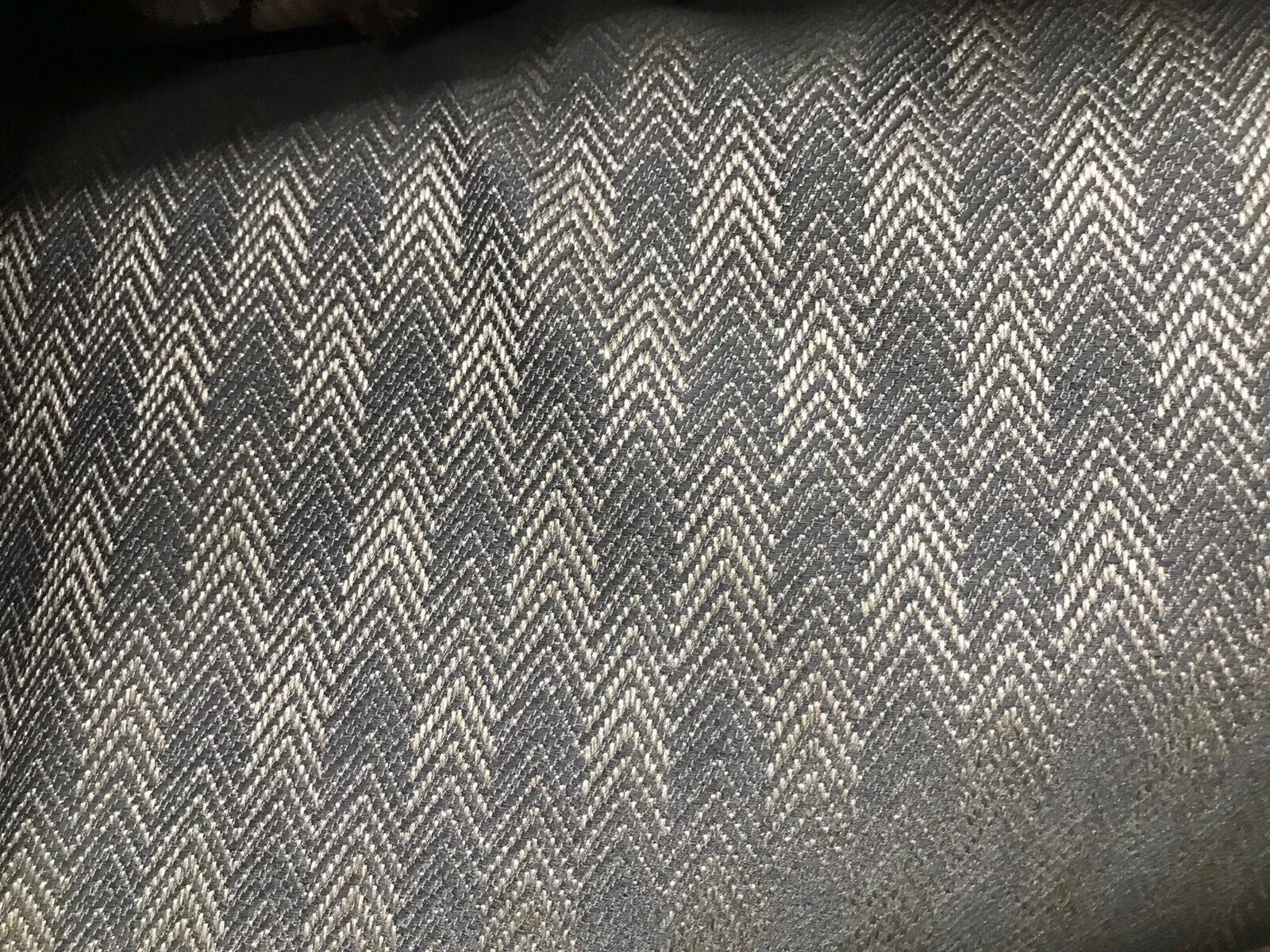 Designer Upholstery Herringbone Chevron Pattern Tweed Fabric -Blue-Gray ...