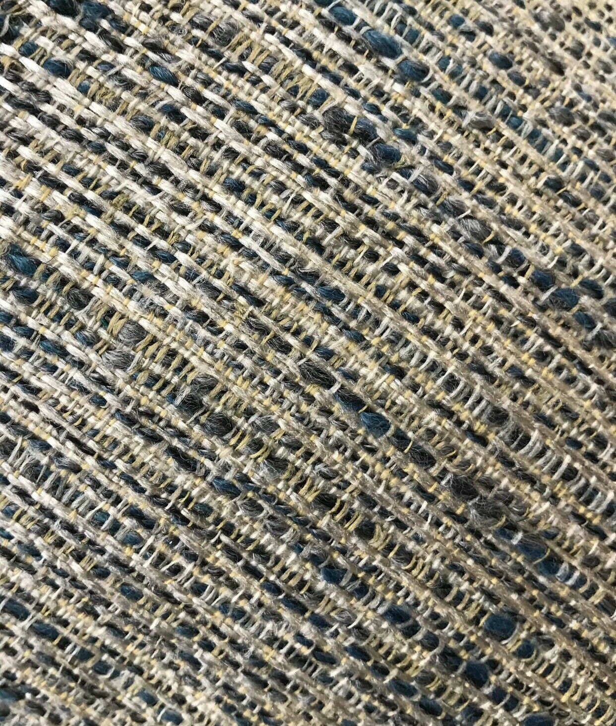 NEW Designer Upholstery Heavyweight Nubby Tweed Fabric- Navy Blue Gray ...