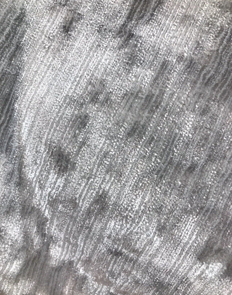 Designer Italian Crushed Velvet Chenille Upholstery Fabric - Silver ...