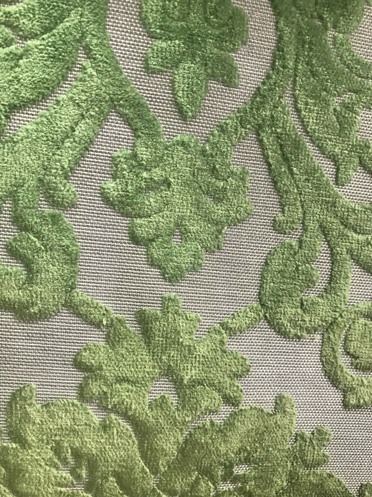 NEW Designer Velvet Chenille Burnout Damask Upholstery Fabric - Green ...
