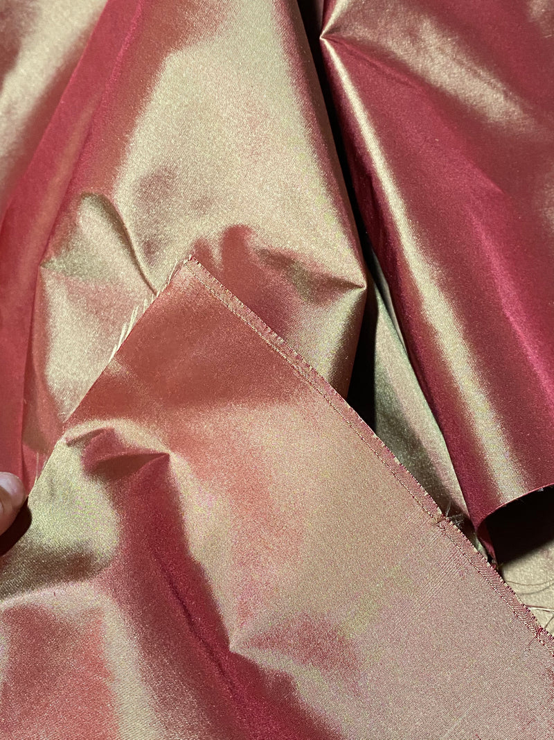 NEW Lady Lisa Designer 100% Silk Taffeta - Cinnamon Red with Gold Iridescence - Fancy Styles Fabric Pierre Frey Lee Jofa Brunschwig & Fils