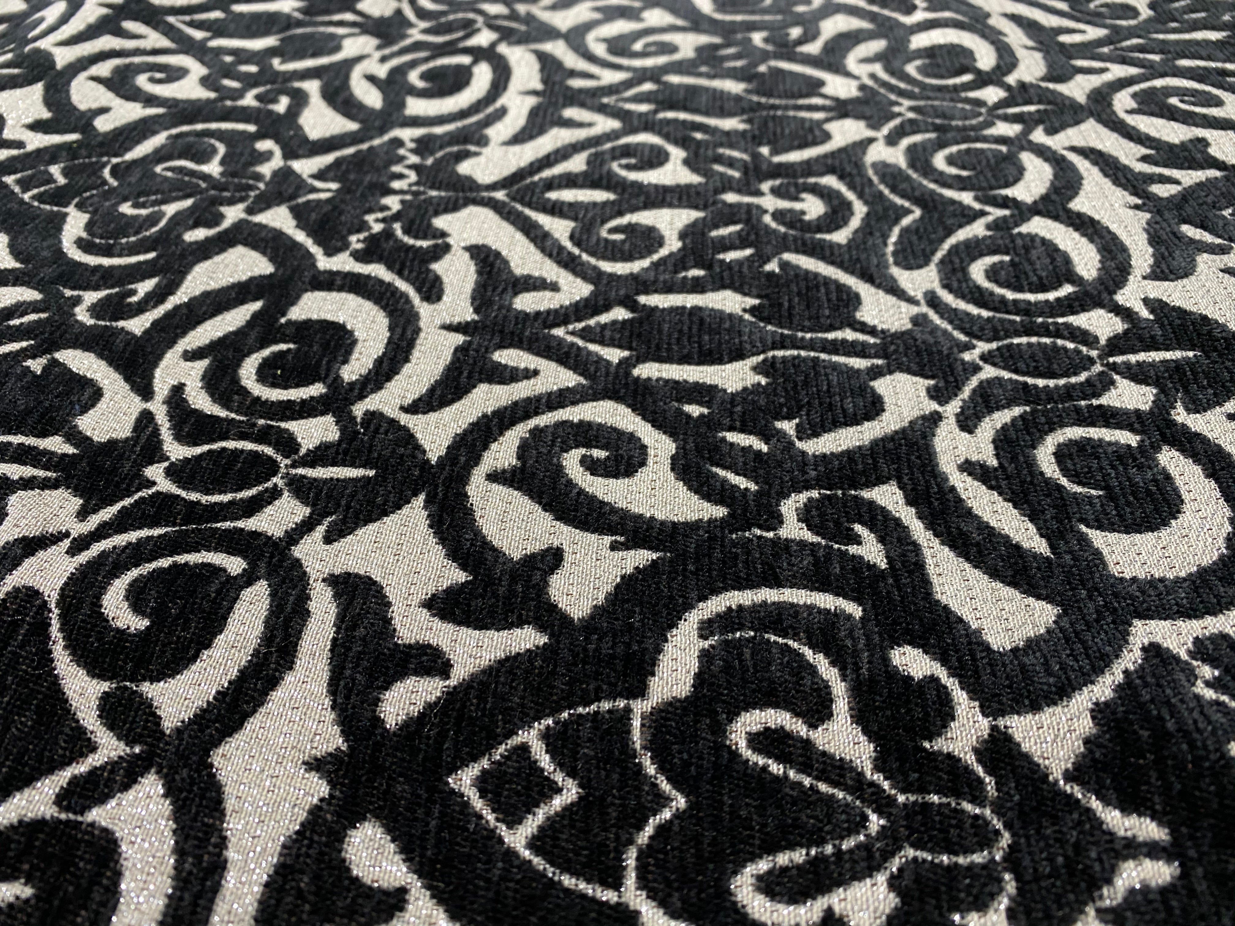 NEW Designer Damask Burnout Velvet Fabric - Black and Silver | www ...