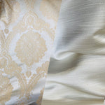 NEW! Prince Prescott Brocade Damask Satin Fabric- Peach Gold and White