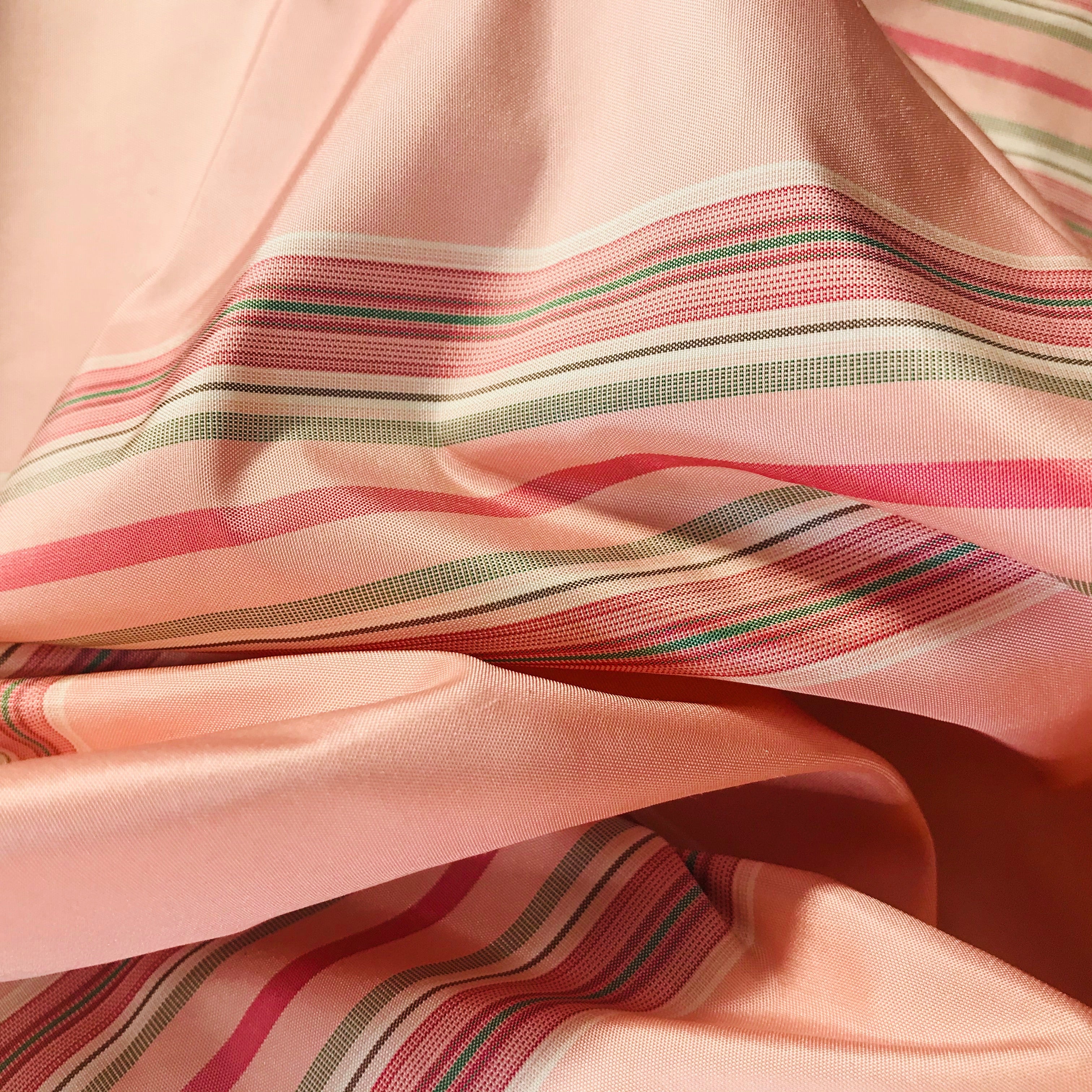 NEW Princess Josephine Designer 100% Silk Taffeta Stripes Fabric - Pink