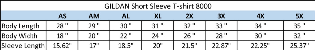 Size Chart GD 8000