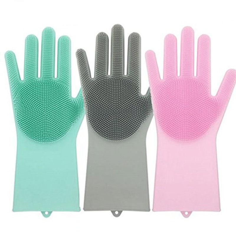 cleaning gloves with scrubbers