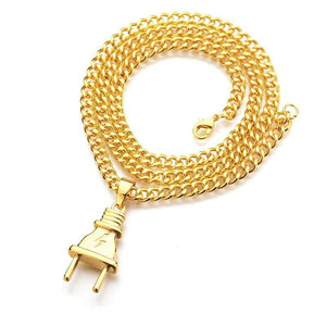 Golden Electric Plug Necklace