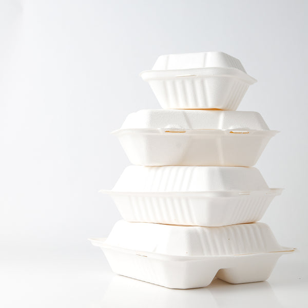 500 Count - Biodegradable 6x6 Take Out Food Containers with Clamshell  Hinged Lid - Eco Friendly Sugarcane Bagasse 100% Compostable, Recyclable,  Togo