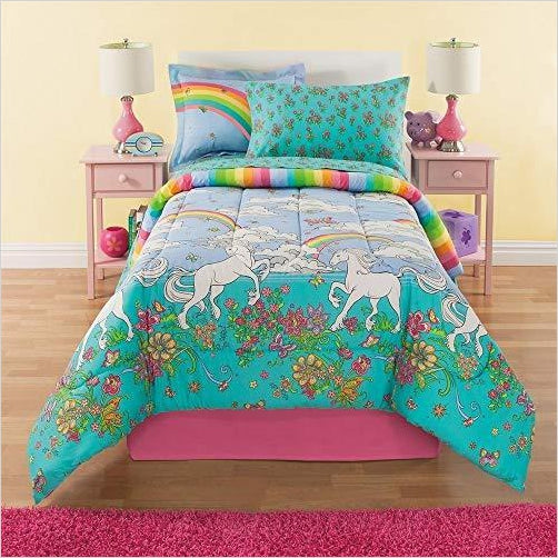 6 Piece Unicorn Rainbow Comforter Set Gifteee