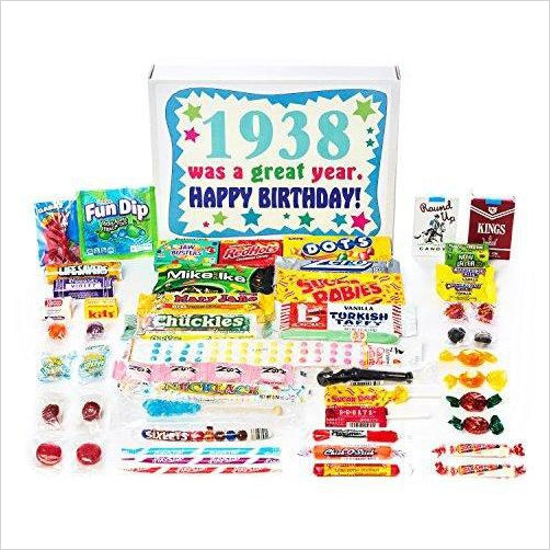 Vintage Retro Candy Assortment from Childhood - 1938 80th Birthday Gift Box - Gifteee. Find cool & unique gifts for men, women and kids