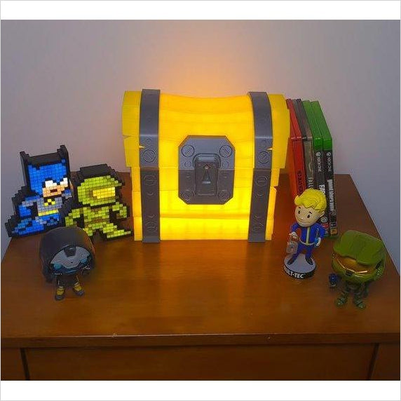 this loot chest lamp trinket box i have no idea how to categorise it lights up with a supplied 12v power supply cord that can plug into your wall or - fortnite drop box ideas