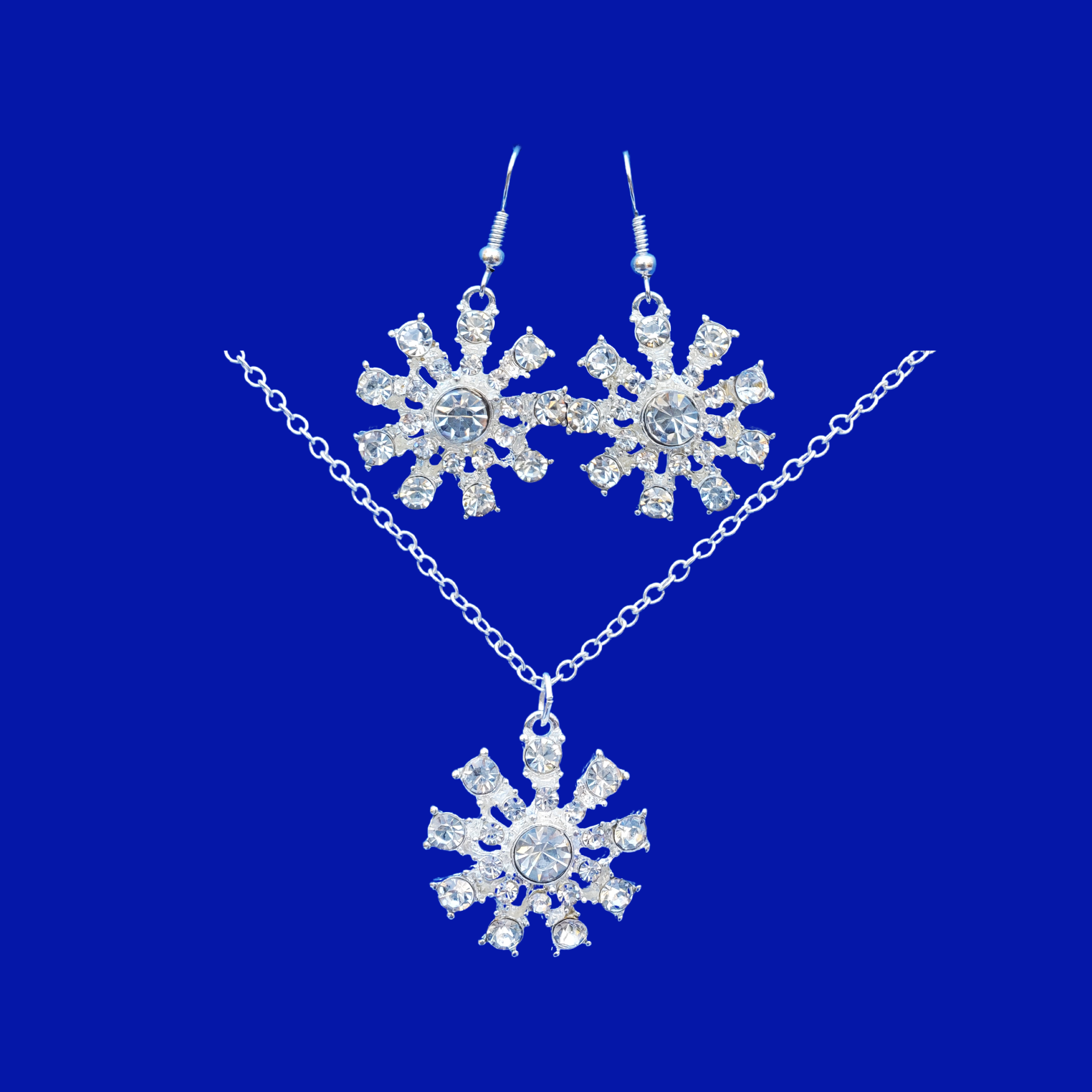 swarovski snowflake necklace and earring set