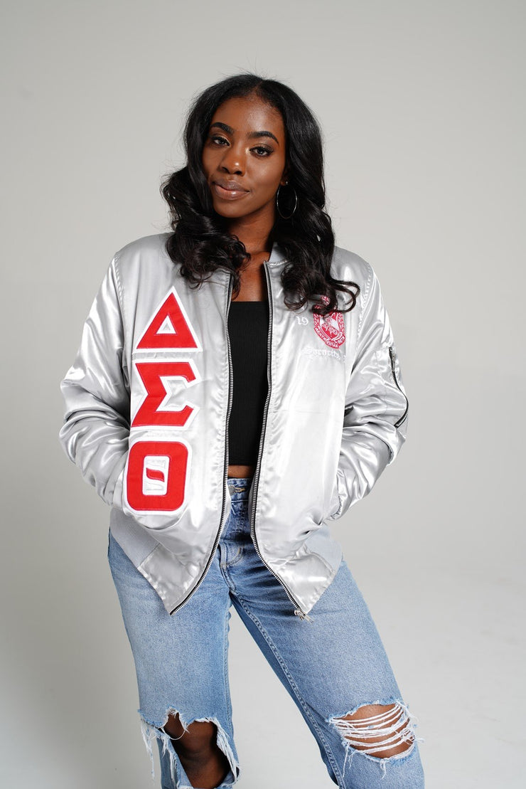 DVN Co. | Delta Sigma Theta Satin Bomber Jacket