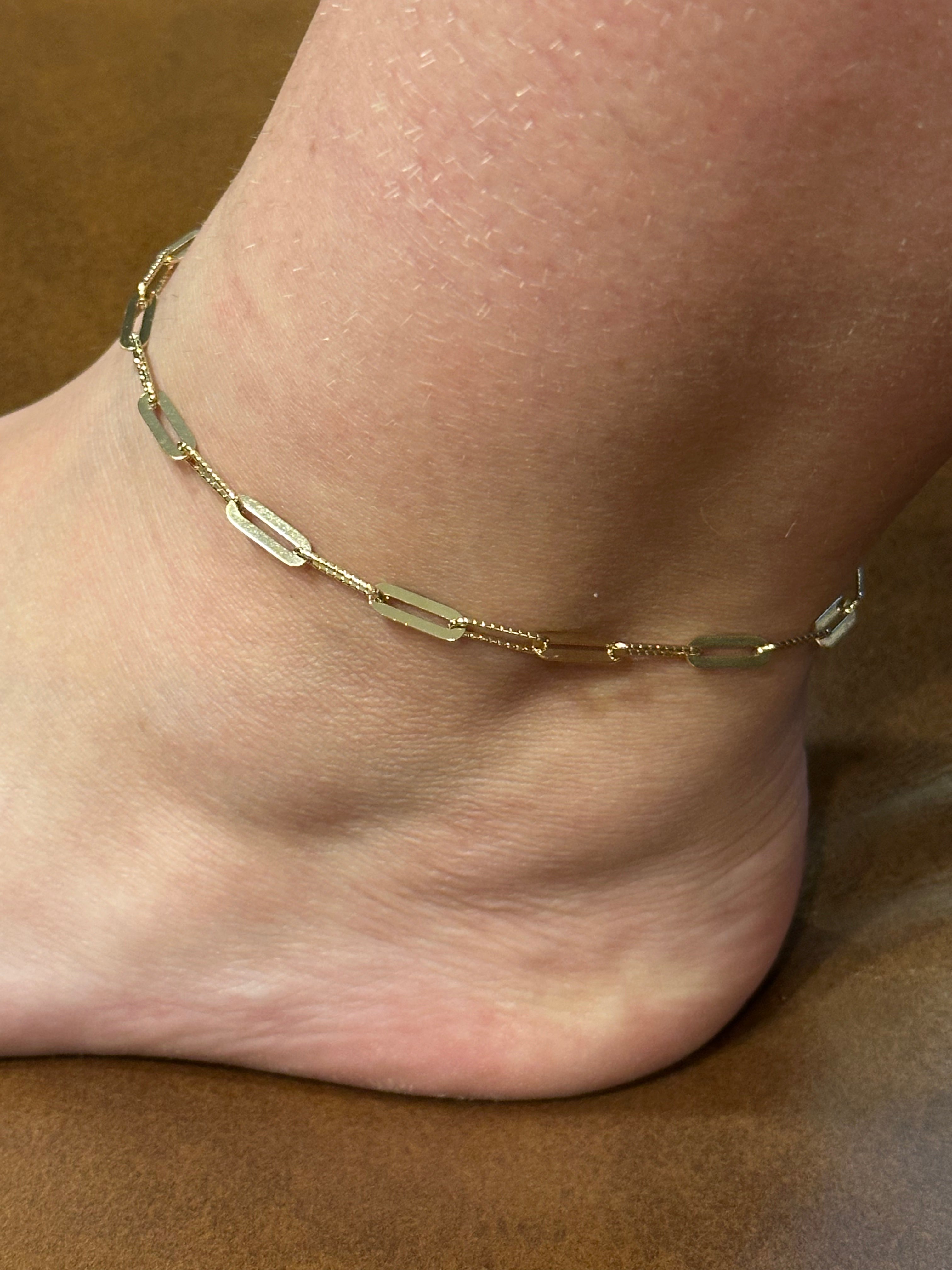 Water Resistant Long Paper Clip Anklet