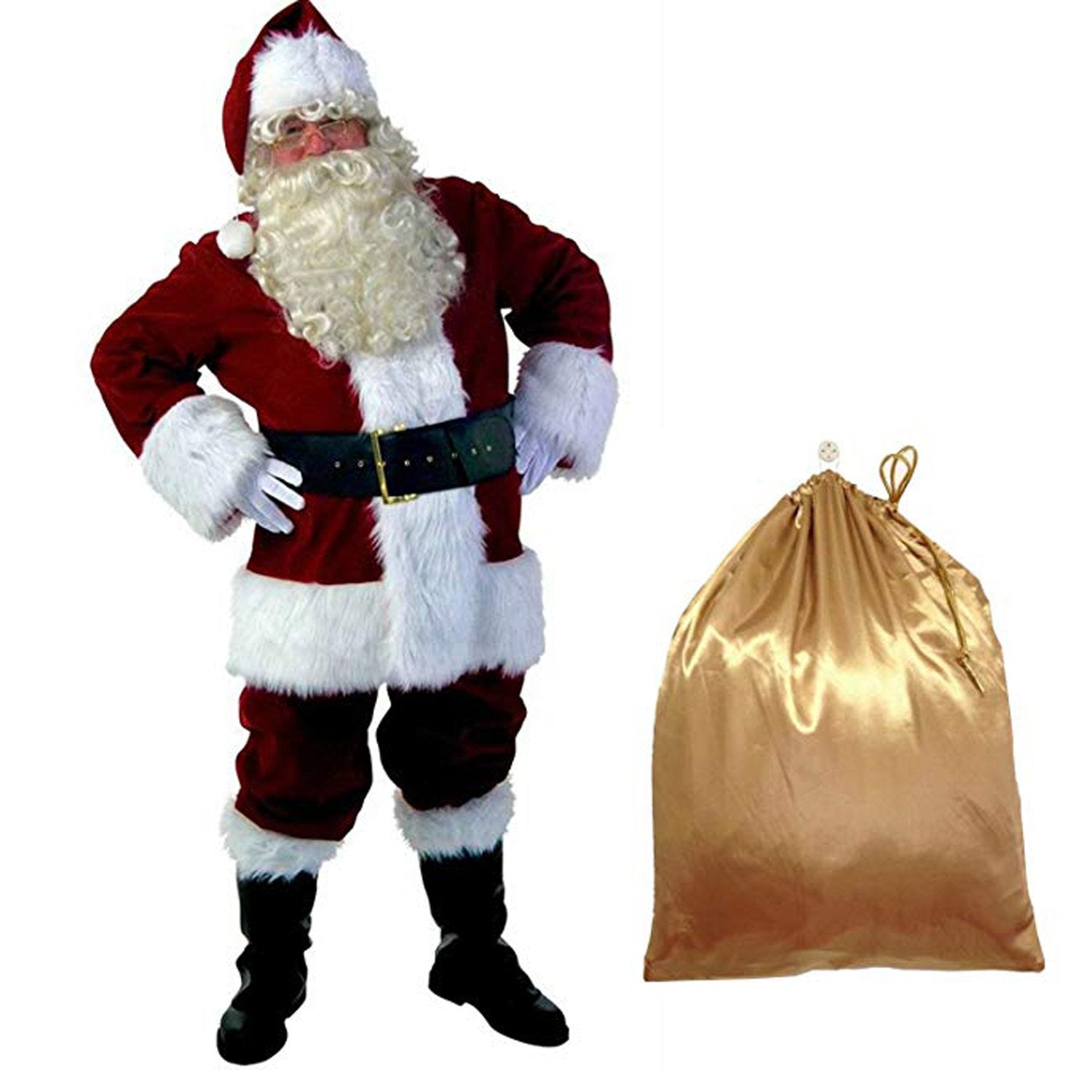 Santa Claus Cosplay Costume Christmas Outfit Luxury 10 Pieces Set Adul