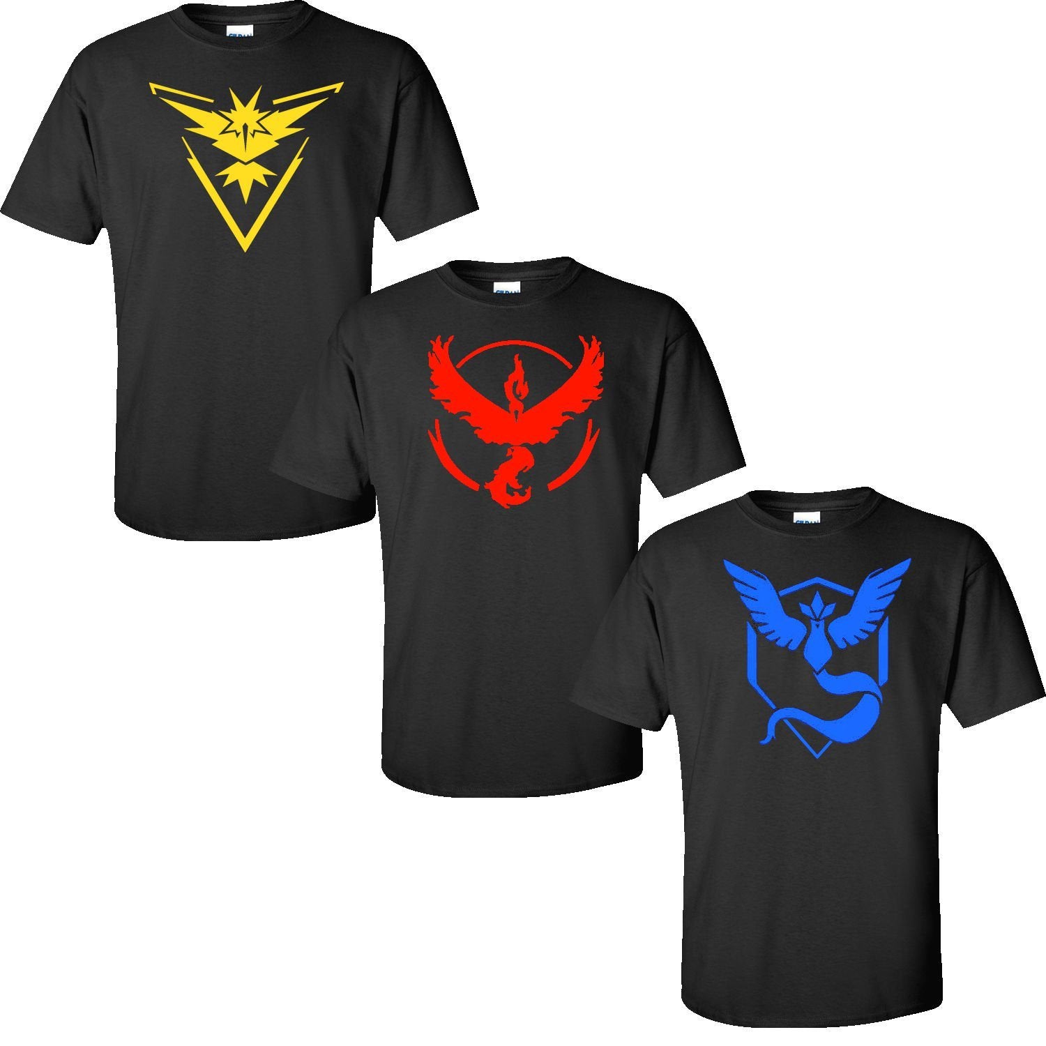 Pokemon Go Logo Team Valor Instinct Mystic Symbol Black T Shirt Cospla Trendsincosplay