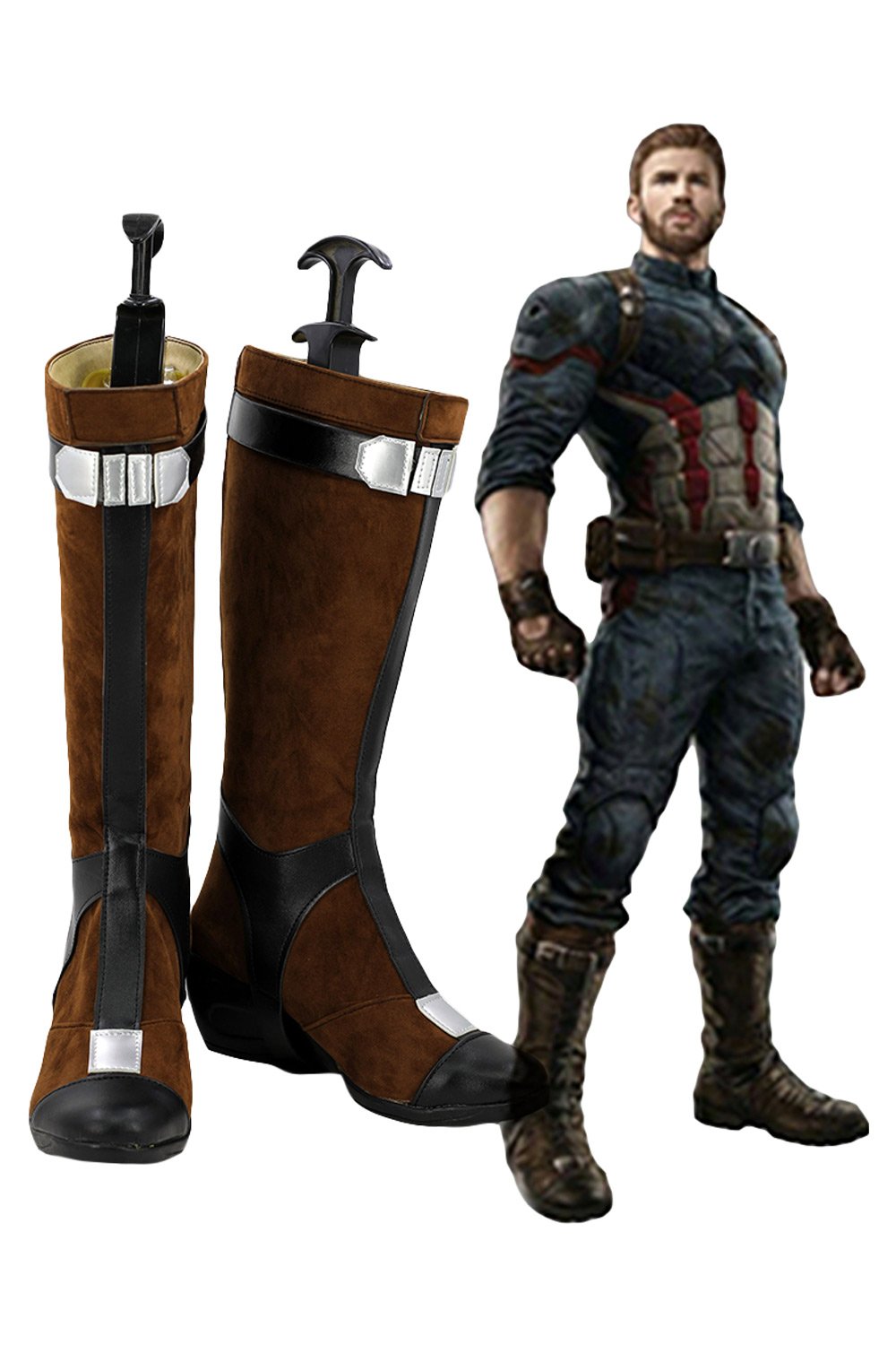 Avengers: Infinity War Captain America Faux Leather Cosplay Boots - DeluxeAdultCostumes.com