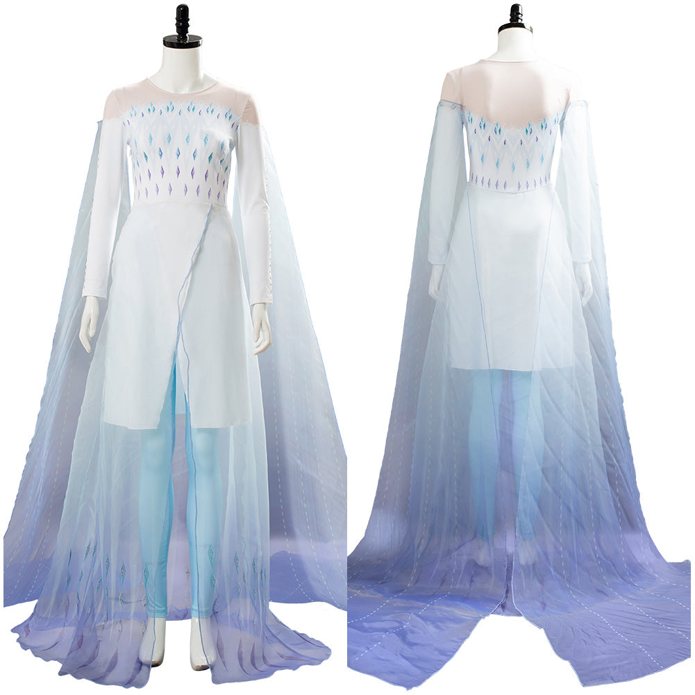 Frozen 2 Queen Ahtohallan Cave Elsa Snow Flake Dress Cosplay Costume ...