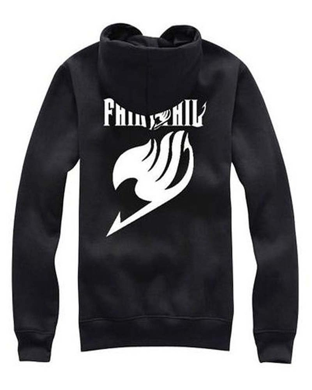 Fairy Tail Black Hoodie Jacket White Logo Cosplay Costume – TrendsinCosplay