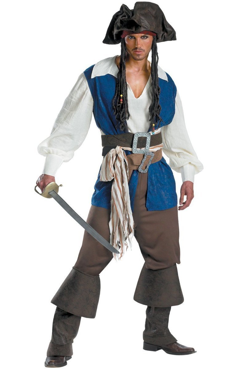 Pirates Of The Caribbean Jack Sparrow Outfit Cosplay Costume Men Ver ...