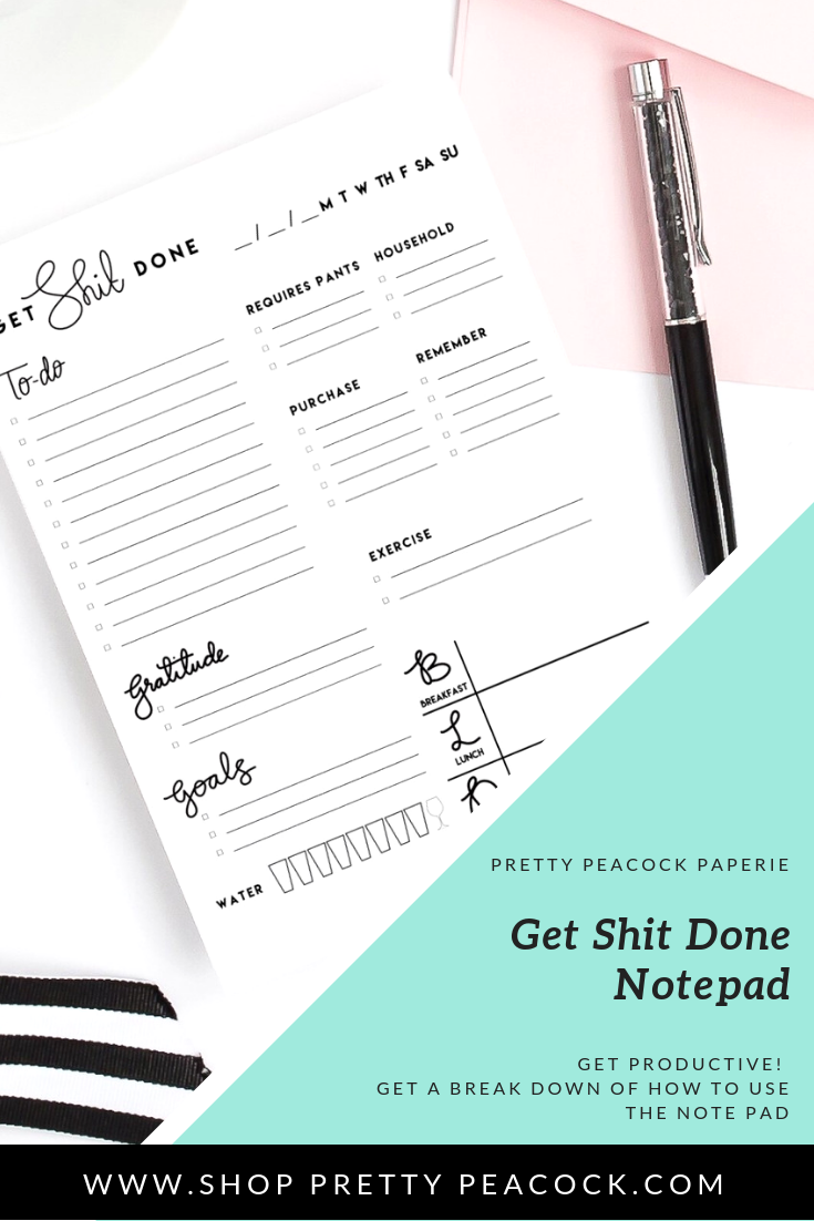 Get shit Done notepad, productivity, organized, millenial gift