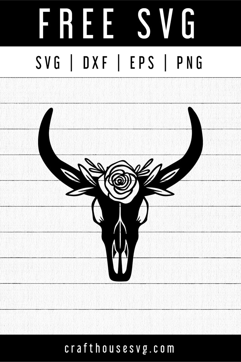 Download FREE Floral cow skull SVG - Craft House SVG