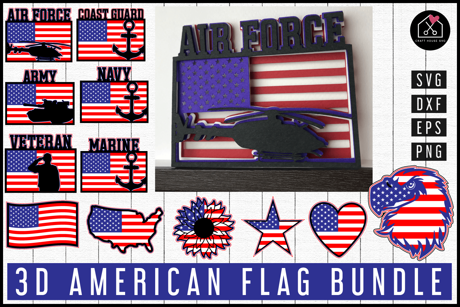 Download 3d American Flag Svg Bundle Craft House Svg