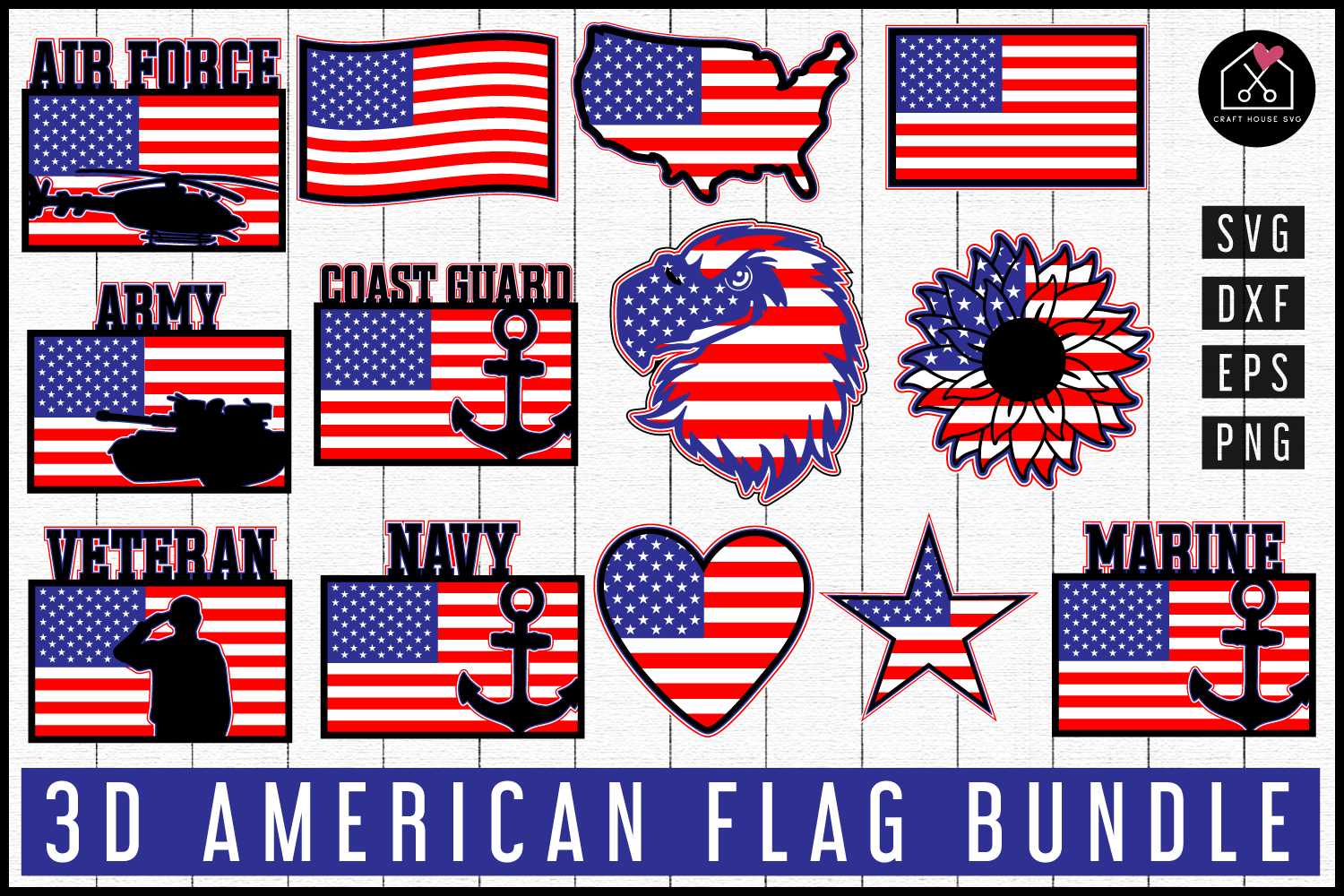 Download 3d American Flag Svg Bundle Craft House Svg