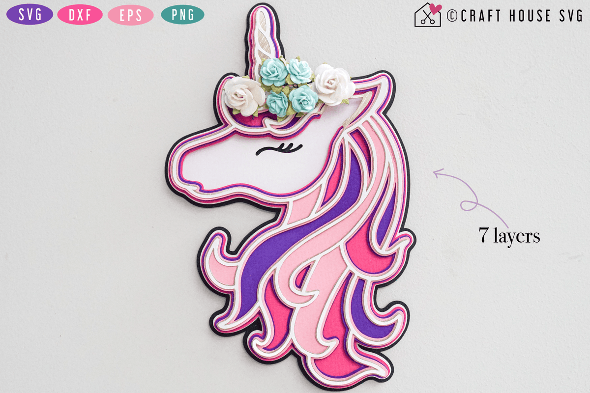 Download 3D Layered Unicorn SVG - Craft House SVG