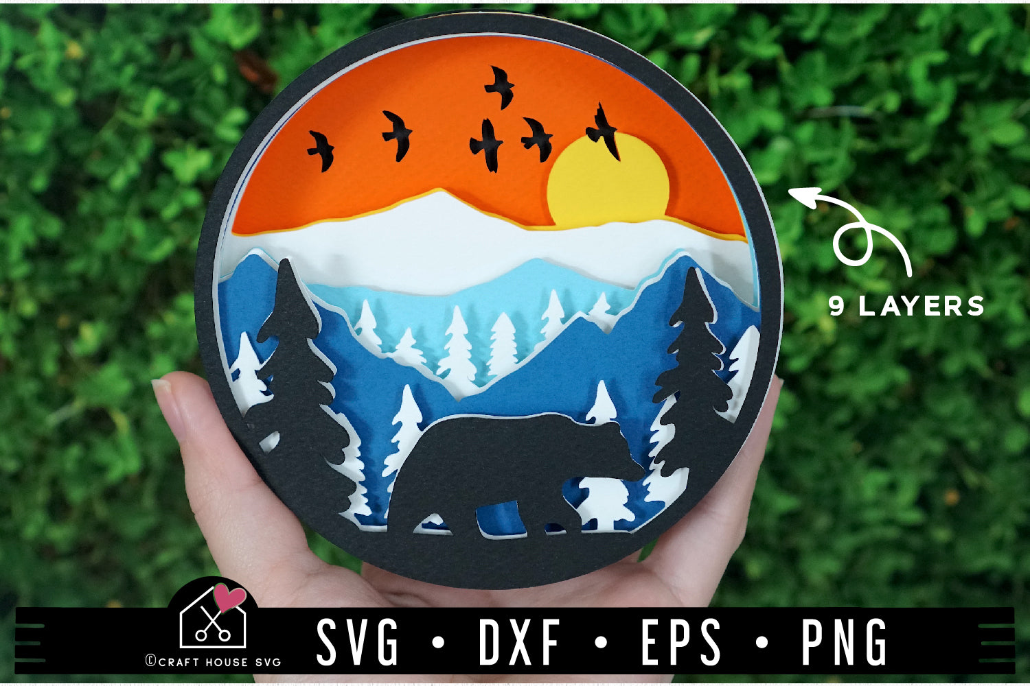 Download Free 3d Mountains Svg File Bear In The Mountains 3d Svg Craft House Svg