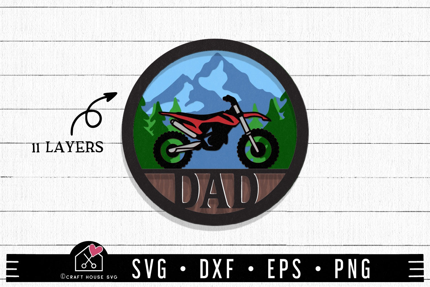 Free 3d Layered Dirt Bike Dad Svg Cut File Motorcycle Svg Craft House Svg