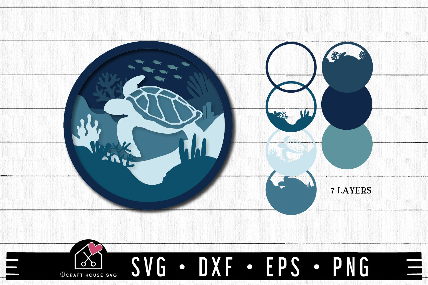 Download Free 3d Layered Sea Turtle Svg Cut File Craft House Svg