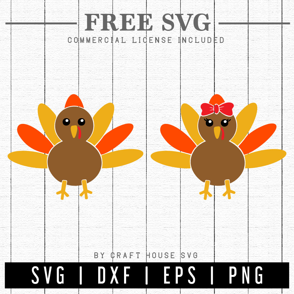 Download FREE Cute Turkey SVG - Craft House SVG