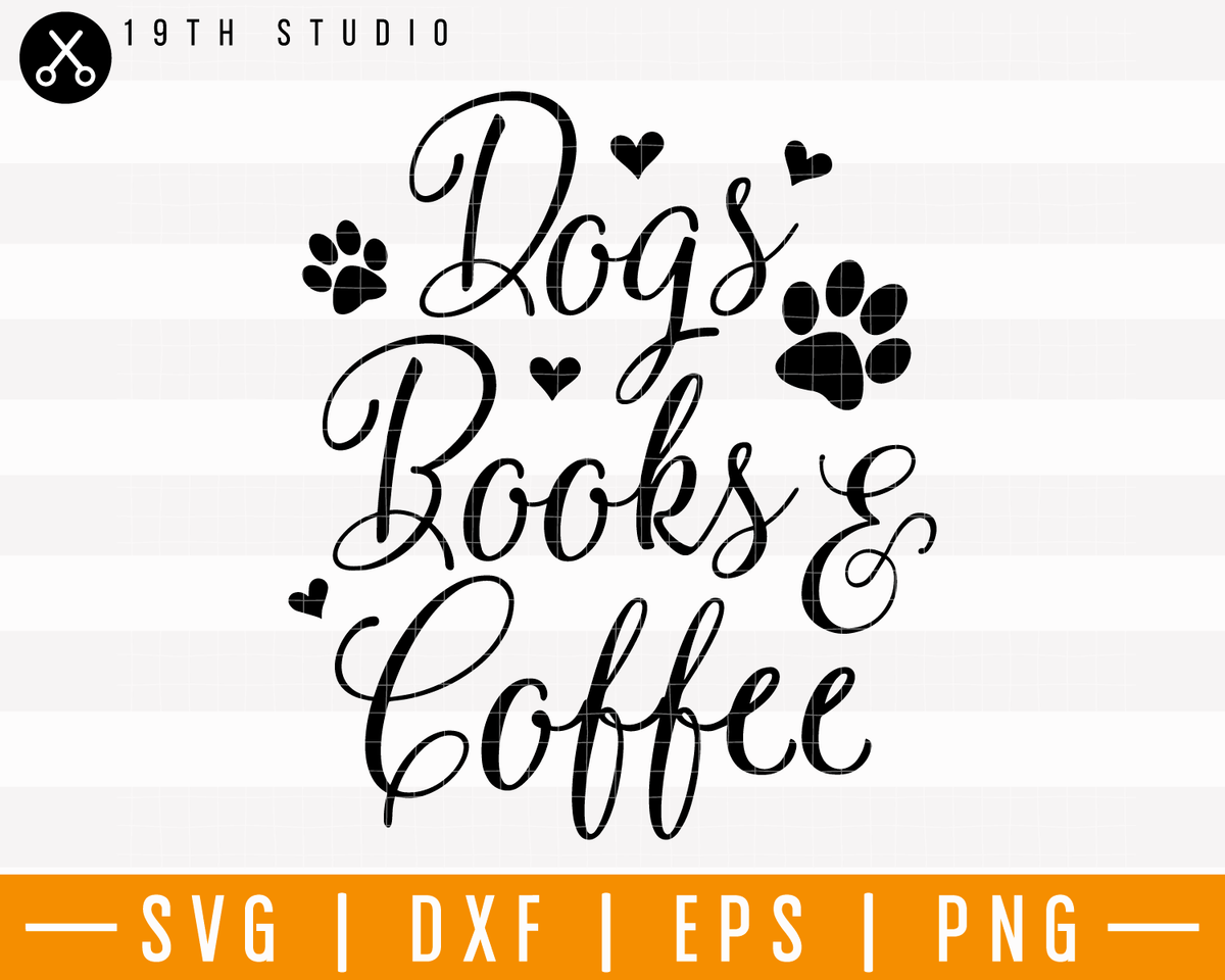 Download Dogs books and coffee SVG | M25F3 - Craft House SVG