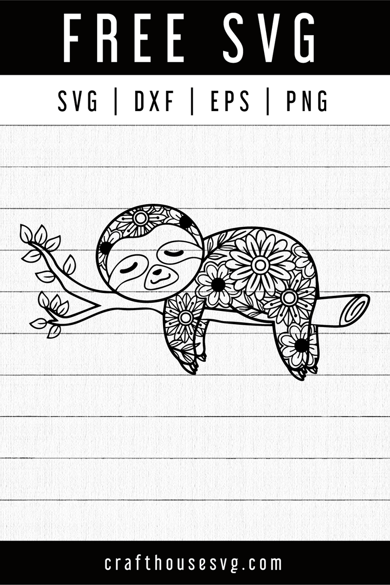 FREE Sloth Mandala SVG - Craft House SVG