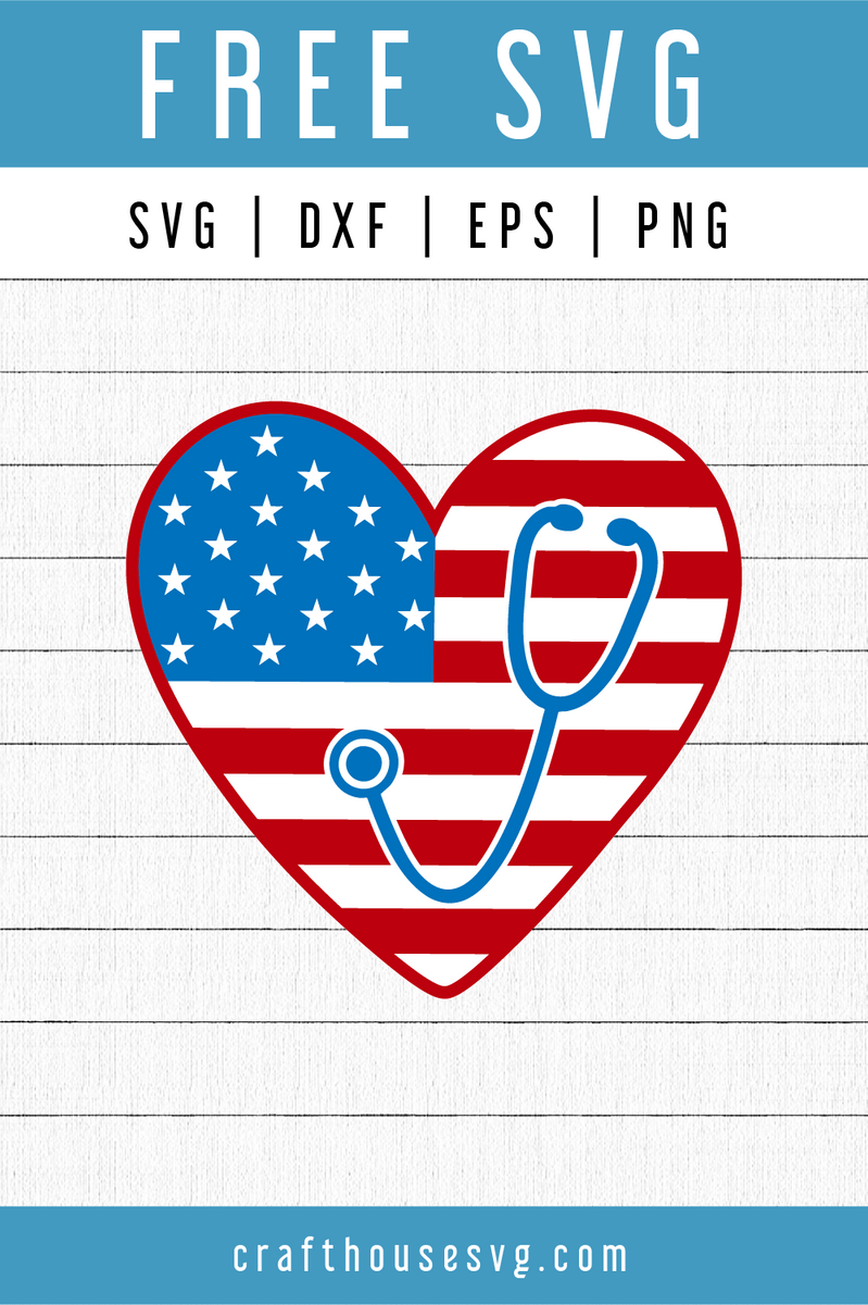 Download Free Stethoscope Heart American Flag SVG | FB76 - Craft ...