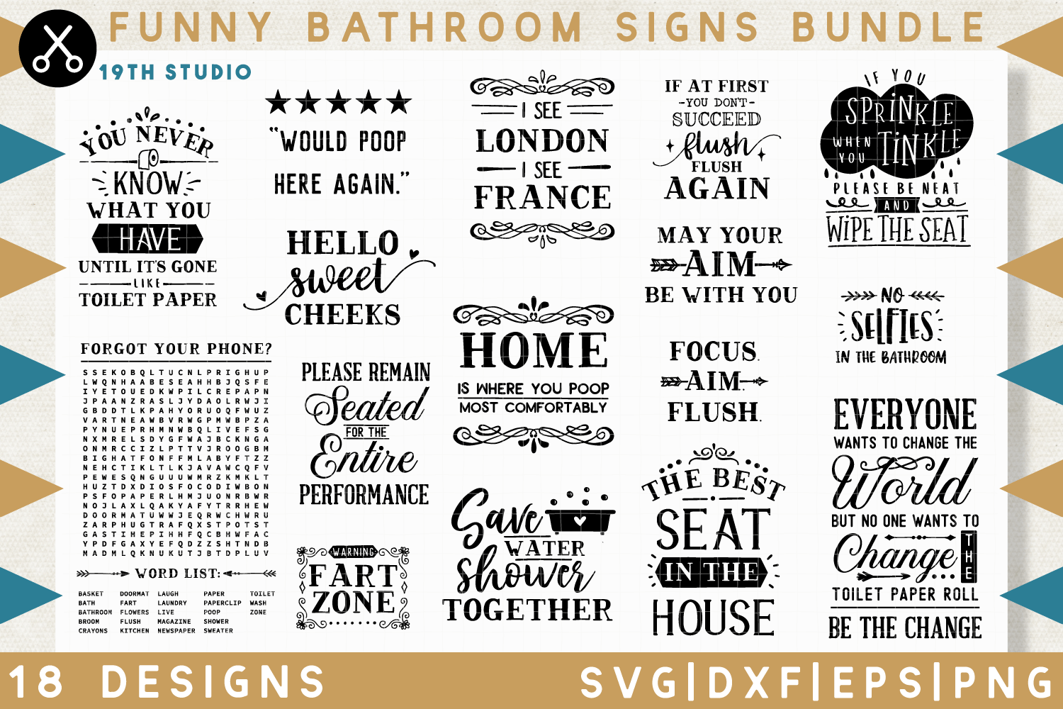 Download Funny Bathroom Signs Svg Bundle M32 Craft House Svg