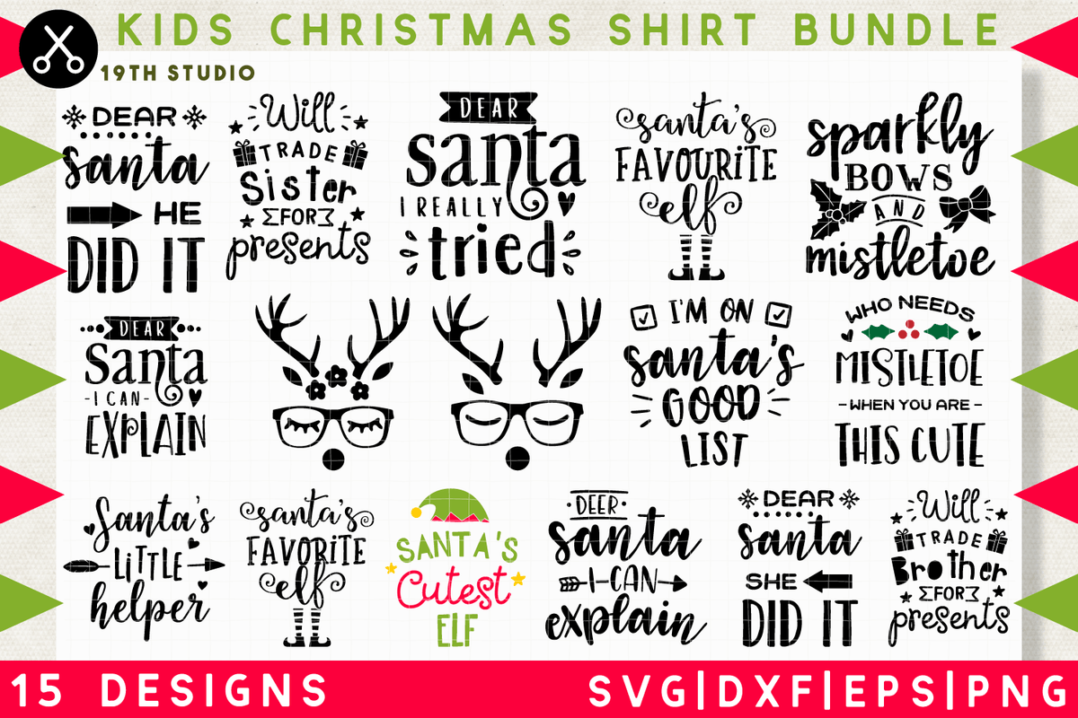 Download Kids Christmas Shirt SVG bundle - M37 - Craft House SVG