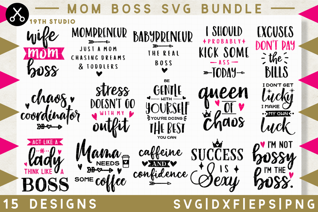Download Mom Boss Svg Bundle M34 Craft House Svg