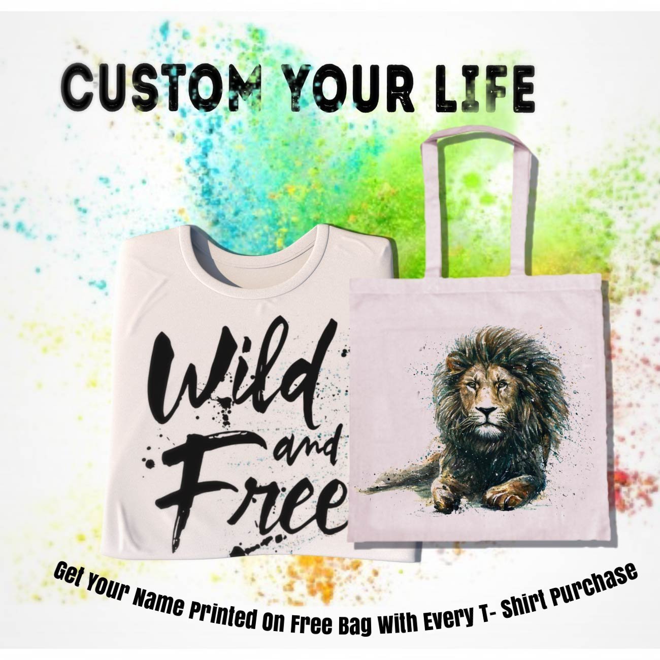 Custom Name on Canvas Tote Bag  Butter Prints T-shirt Printing