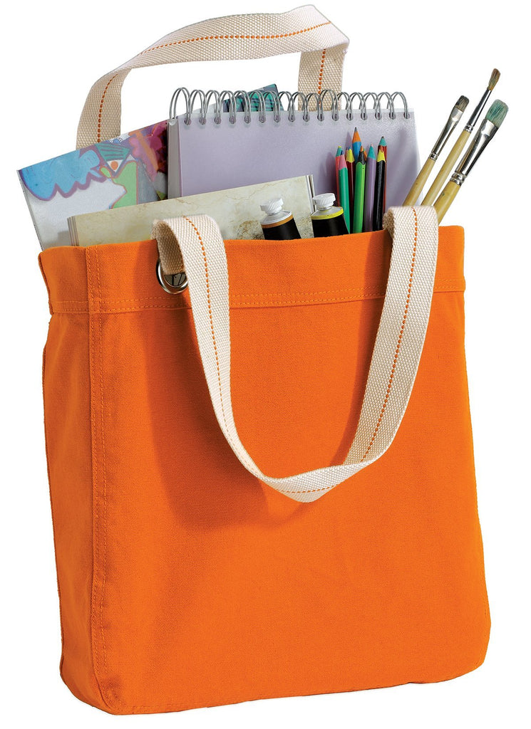 orange canvas tote bag