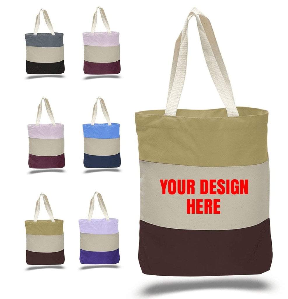 CUSTOM HEAVY CANVAS TOTE BAGS TRI-COLOR | BAGANDTOTE.COM