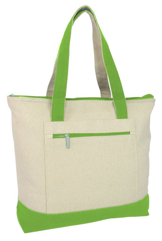 CUSTOM HEAVY CANVAS ZIPPERED SHOPPING TOTE BAGS