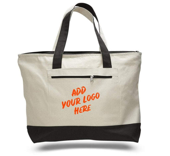 Custom Logo Canvas Cloth Packaging Tote Bag with Zipper for