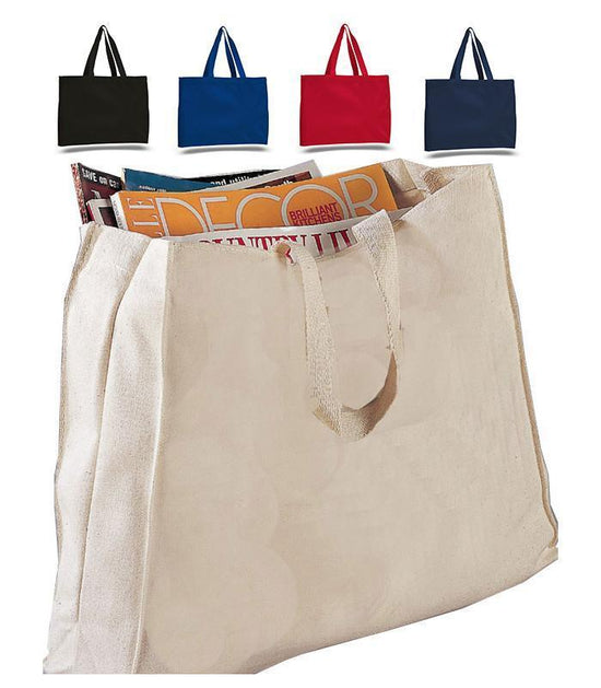  Jumbuzz Zip Top Heavy Canvas Tote Bag with Bottom Gusset, Navy,  Set of 3 : Everything Else