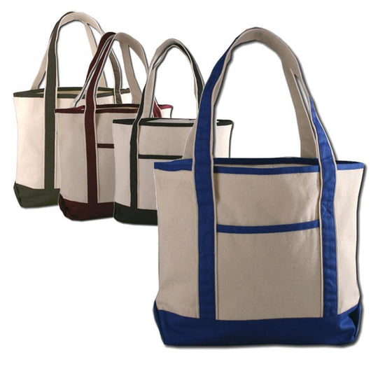  Jumbuzz Zip Top Heavy Canvas Tote Bag with Bottom Gusset, Navy,  Set of 3 : Everything Else