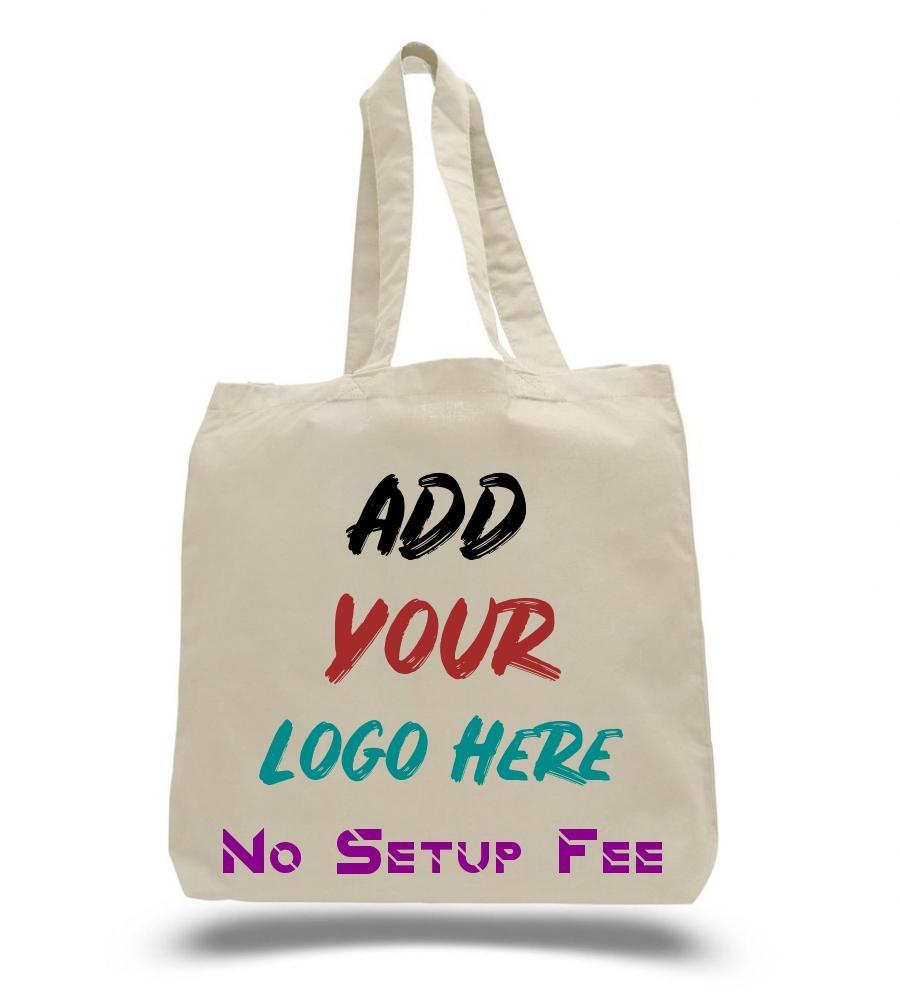 CUSTOM COTTON CHEAP TOTE BAGS W/GUSSET NO MINIMUM | BAGANDTOTE.COM